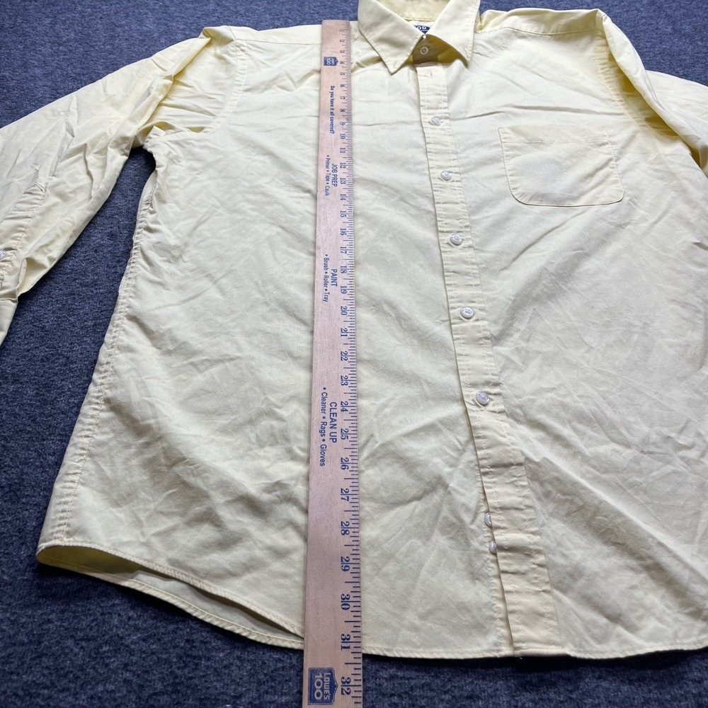 IZOD Dress Shirt Mens Large 16-16.5 32/33 Yellow All-Over Stretch Oeko Tex - Picture 6 of 16